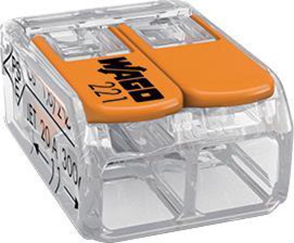 Wago Ταχυσύνδεσμος 221-412, 2 Αγωγών 0,2-4mm², με Μοχλούς, Σετ 5 Τεμαχίων