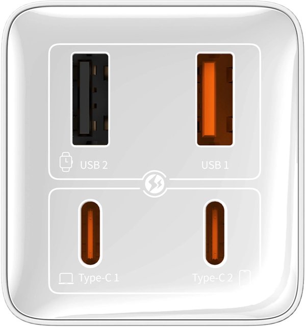 Wall charger Baseus GaN6 Pro 2xUSB-C + 2xUSB, 100W (white)