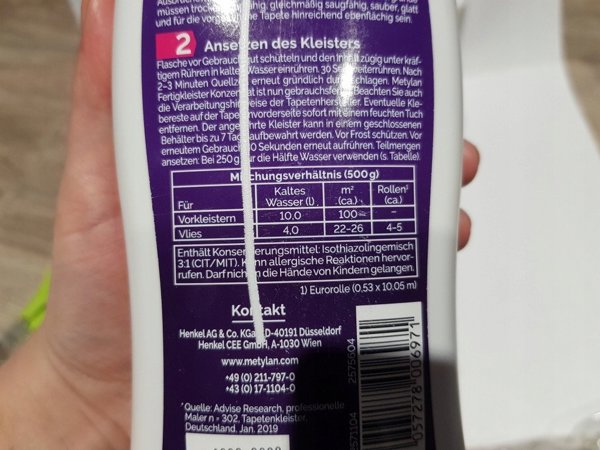 WALLPAPER GLUE METYLAN FLEECE CONCE 500G