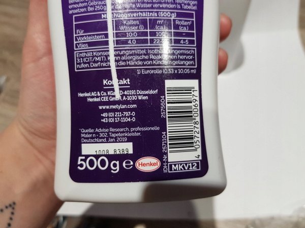 WALLPAPER GLUE METYLAN FLEECE CONCE 500G