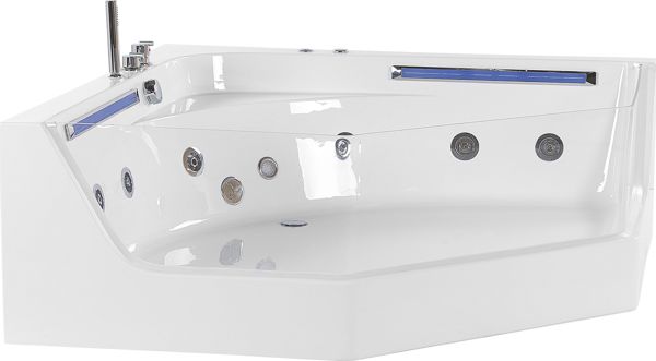 Beliani corner Caceres Led μπανιέρα με υδρομασάζ, λευκό 8034254 4251682247979