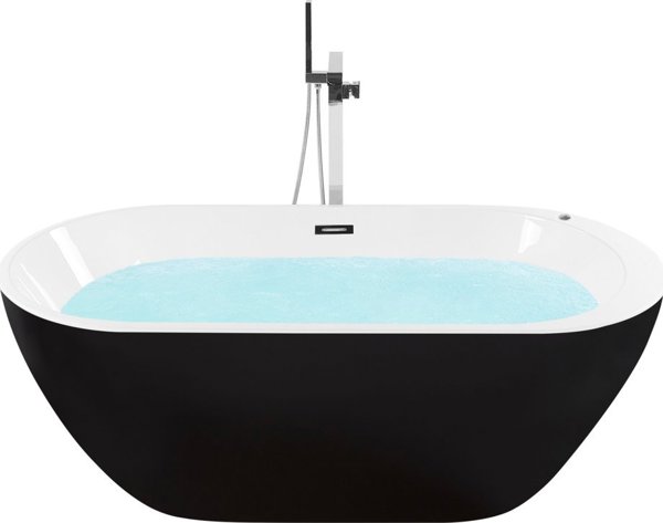 Beliani Ντουζιέρα NEVIS με LED και Υδρομασάζ 170x80 εκ., Μαύρη