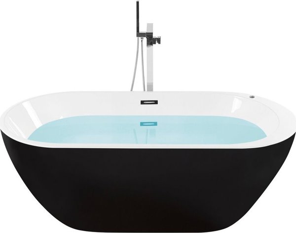 Beliani Ντουζιέρα NEVIS με LED και Υδρομασάζ 170x80 εκ., Μαύρη
