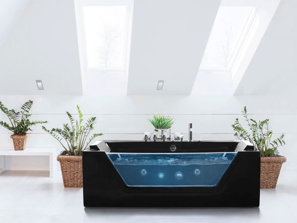Shumee Μπανιέρα Υδρομασάζ SAMANA με Φωτισμό LED, Μαύρη