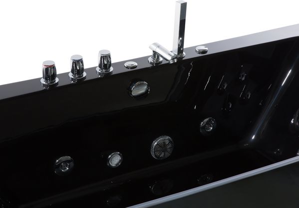 Shumee Μπανιέρα Υδρομασάζ SAMANA με Φωτισμό LED, Μαύρη