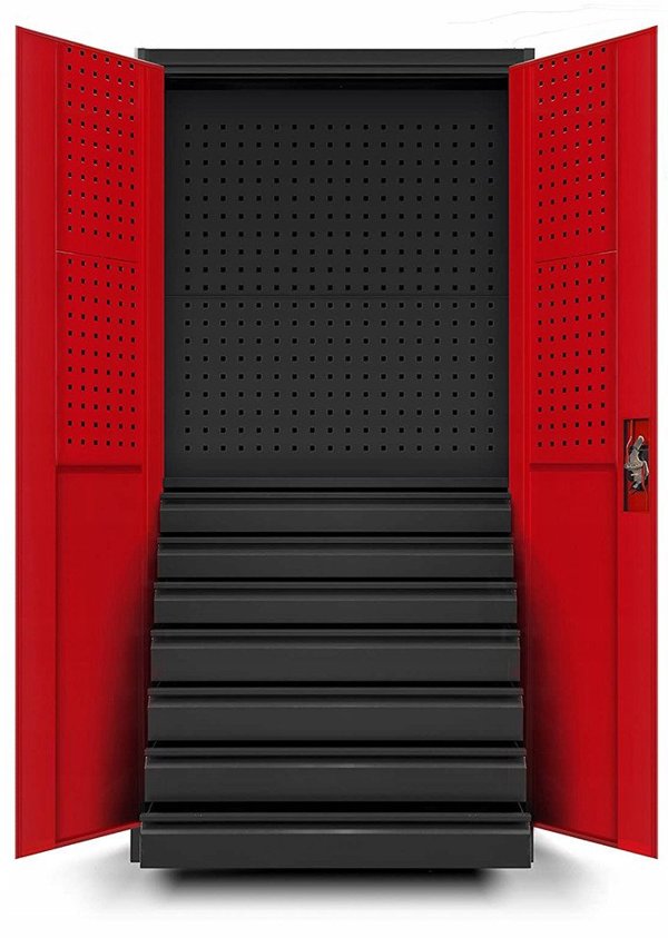 Μεταλλική Εργαλειοθήκη DAREK 920 x 1850 x 500 mm, Ανθρακί-Κόκκινη