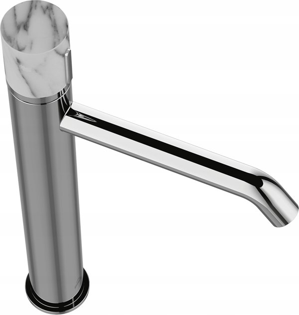Washbasin faucet INVENA GABRO PLUS, high, chrome, with marble handle