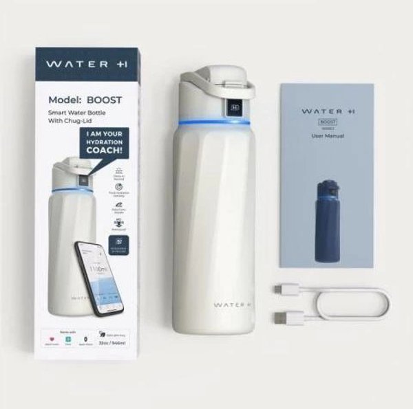 Μπουκάλι έξυπνης κατανάλωσης WaterH BOOST Chug Lid, 946 ml, λευκό