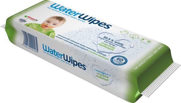 WaterWipes WaterWipes, Μαντηλάκια εμποτισμένα με καθαρό νερό, Soapberry (με εκχύλισμα από σαπουνόκαρπο), 60τμχ. PL