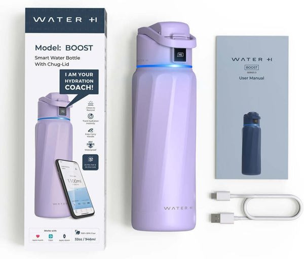 Atom WaterH BOOST Καπάκι Chug έξυπνο μπουκάλι νερού, 946 ml, μωβ