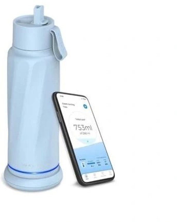 WaterH VITA FlipLid smart drinking bottle, 532 ml, light blue