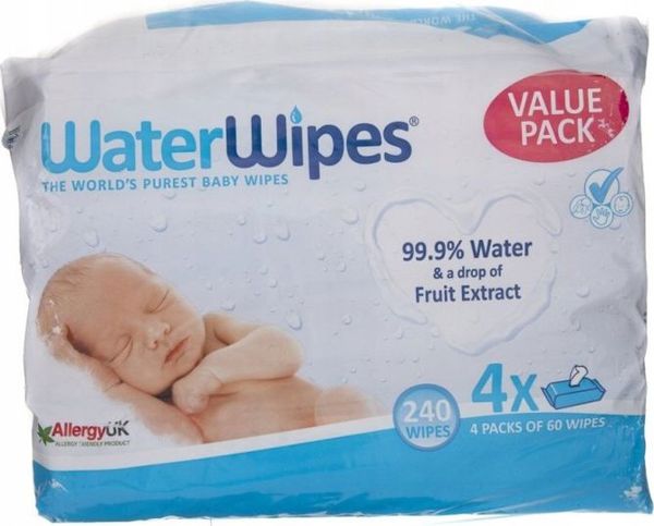WaterWipes BIO, Υγρά μαντηλάκια με βάση το νερό, 60 τεμ.x4 5033908 5099514400135