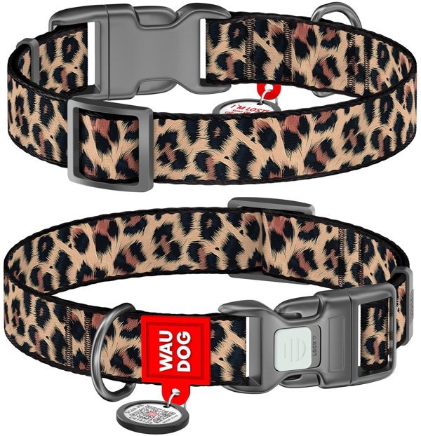 Περιλαίμιο WAU DOG Nylon με Ετικέτα Διεύθυνσης QR XL 25mm/37-58cm Λάμπαρτ