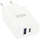 Φορτιστής Wave, 1 x USB Type-C + 1 x USB-A 18W + 18W, Λευκό