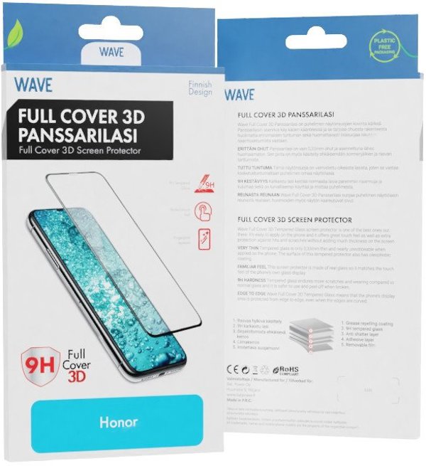 Wave Full Cover 3D σκληρυμένο γυαλί, Honor 70, μαύρο
