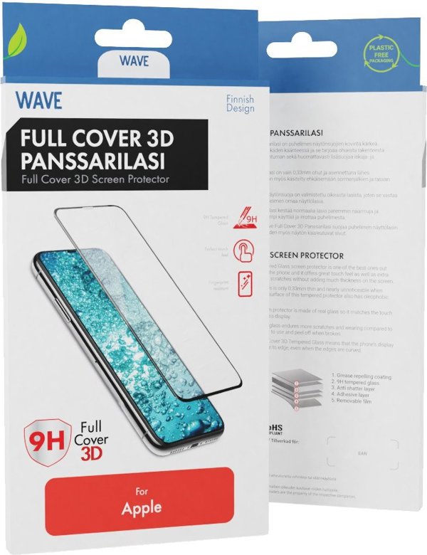 3D κυματιστό γυαλί, iPhone X / Xs / 11 Pro, μαύρο