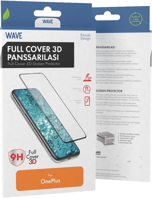 Wave Full Cover 3D σκληρυμένο γυαλί, OnePlus 12, μαύρο πλαίσιο