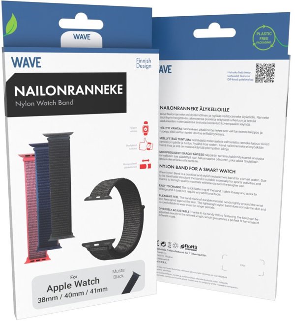Λουράκι νάιλον Wave, Apple Watch 38 / 40 / 41 / 42 mm, μαύρο