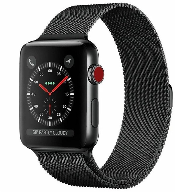 Wave πλεκτό λουράκι από ατσάλι, Apple Watch 42 / 44 / 45 / 46 / 49 mm, μαύρο