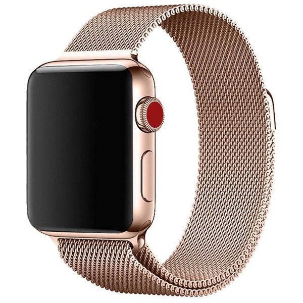 Λουράκι από πλεγμένο ατσάλι Wave, Apple Watch 42 / 44 / 45 / 46 / 49 mm, rose gold