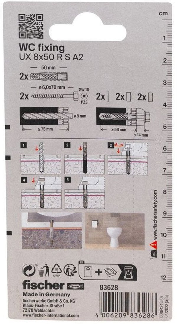 Στερέωση WC UX 8 x 50 mm, 2 τεμ.