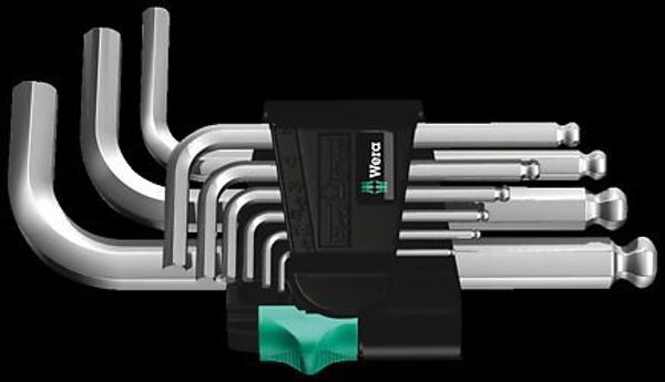 Σετ κλειδιών Wera 950/9 Hex-Plus 3 κοντών με μπίλια, χρωμιωμένων, μετρικών (05133163001)