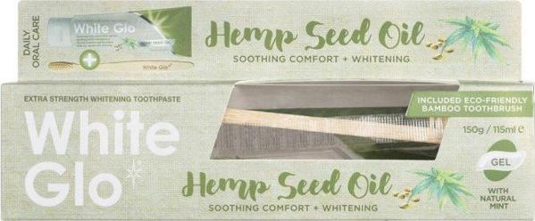 White Glo WHITE GLO_SET Οδοντόκρεμα με Έλαιο Κάνναβης για Καταπραϋντική και Λευκαντική Δράση 150g/115ml + οδοντόβουρτσα