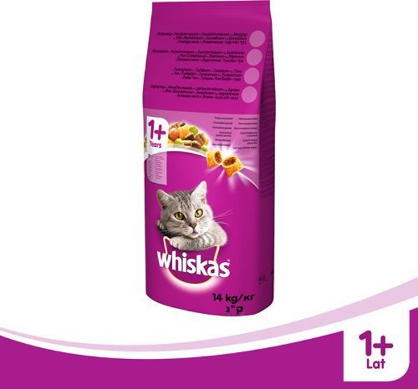 Whiskas Ενήλικη ξηρά τροφή για ενήλικη γάτα με βοδινό 14kg