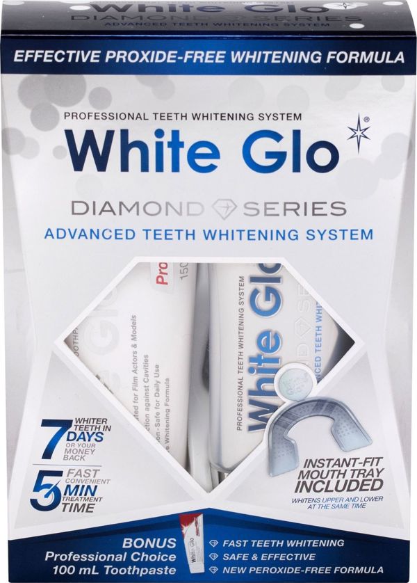 White Glo Σύστημα λεύκανσης οδοντόκρεμα 100ml + λευκαντικό τζελ δοντιών 50ml + θήκη δοντιών