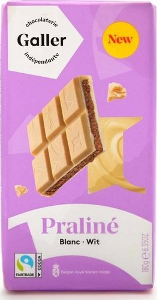 Λευκή σοκολάτα με γέμιση πραλίνας Galler Blanc Praline, 180 g