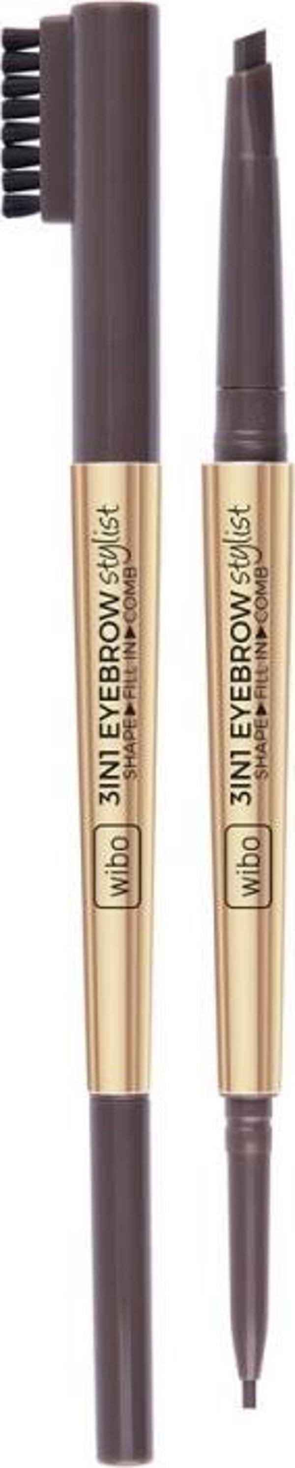 Wibo Eyebrow Stylist 3 In 1 Μολύβι Φρυδιών με Βουρτσάκι, Dark Brown 2