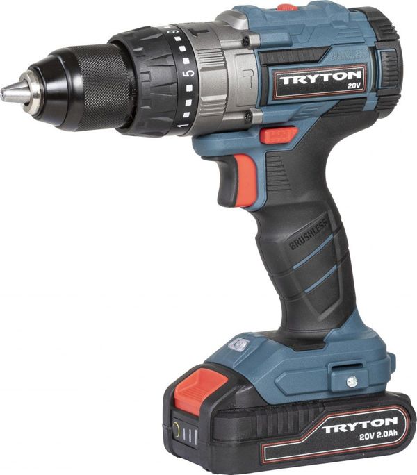 Tryton TBLV202 Επαναφορτιζόμενο Δραπανοκατσάβιδο Brushless 20V, 13mm, με 2 Μπαταρίες 2Ah