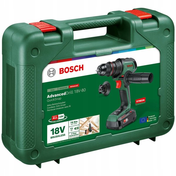 Bosch Προηγμένο Κρουστικό Δραπανοκατσάβιδο 18V-80 FC QuickSnap με 1x Μπαταρία 2.5Ah