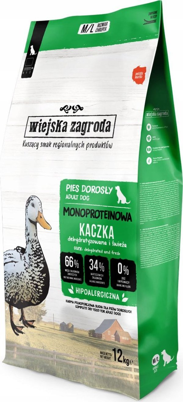 Wiejska Zagroda VILLAGE FARM Monoprotein Duck (ενήλικας) - Ξηρά τροφή για σκύλους - 12 κιλά 14206366 5905342296027