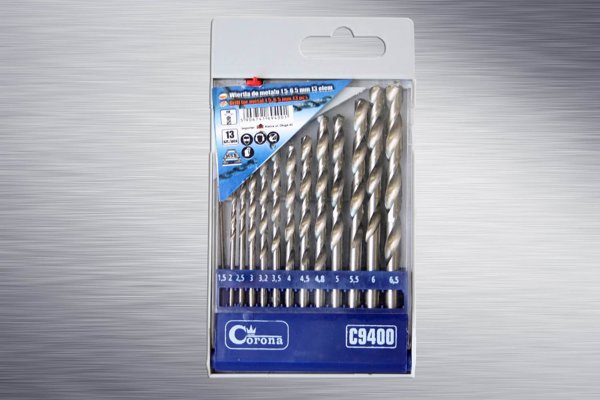 Τρυπάνι Corona HSS κυλινδρικό 1,5 2 4,5 4 5,5 5 4,8 3 2,5 3,5 6 3,2 6,5mm σετ (C9400)