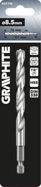 Graphite Τρυπάνι Μετάλλου HSS Hex 8.5mm