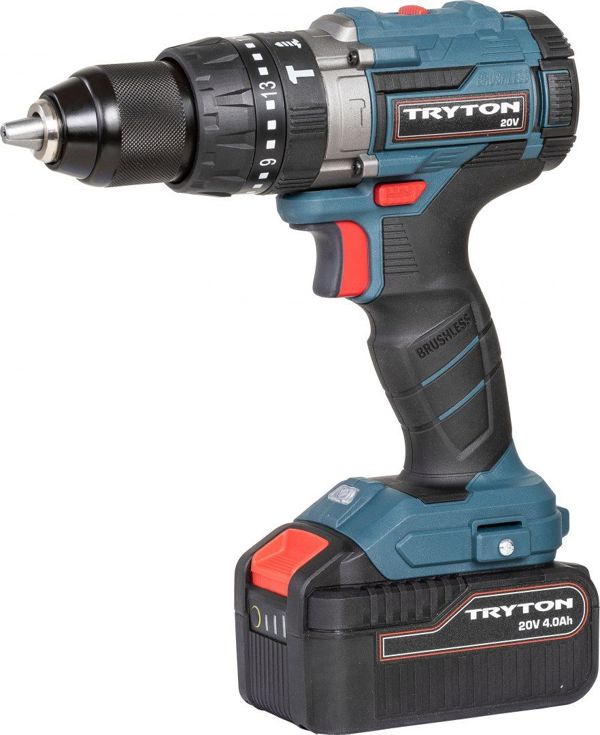 Tryton TBLV204 Δραπανοκατσάβιδο Μπαταρίας 20V Brushless με 2 Μπαταρίες 4Ah και Μεταλλικό Τσοκ 13mm