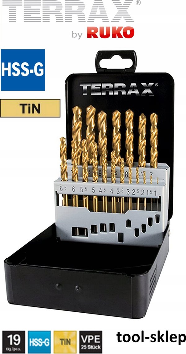 Σετ τρυπανιών 19 τεμαχίων Sourcing RUKO Terrax HSS-G TiN