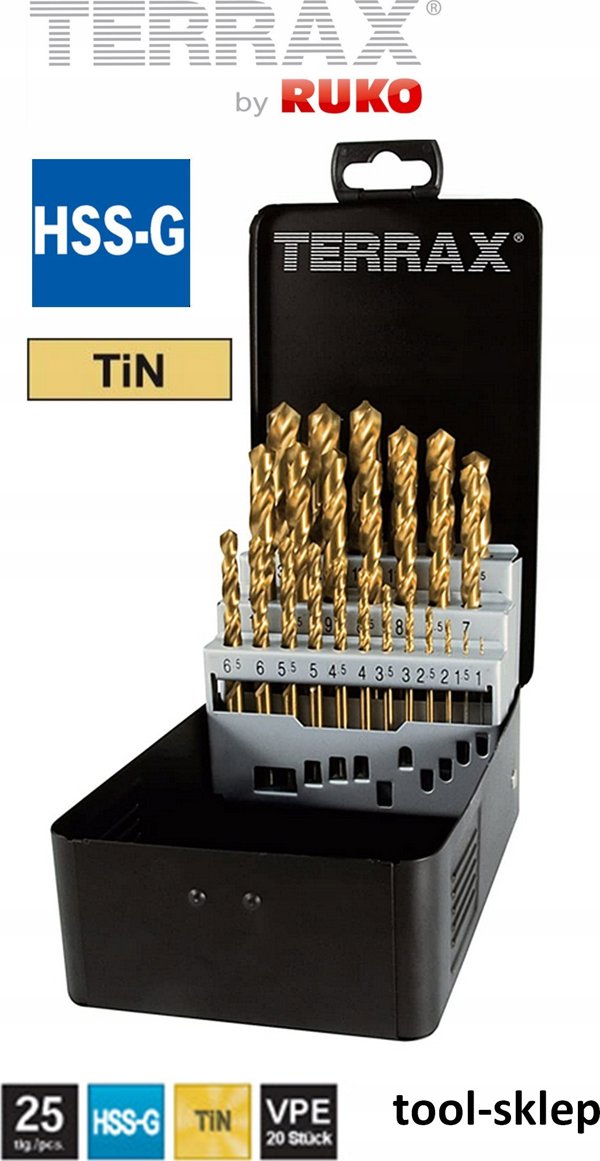 Σετ τρυπανιών 25 τεμαχίων Sourcing RUKO Terrax HSS-G TiN