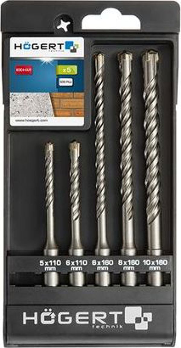 GTV Σετ Τρυπάνια για Σκυρόδεμα SDS+ 5 Τεμαχίων HT6D370 για Μπετόν, Πέτρα και Τούβλο