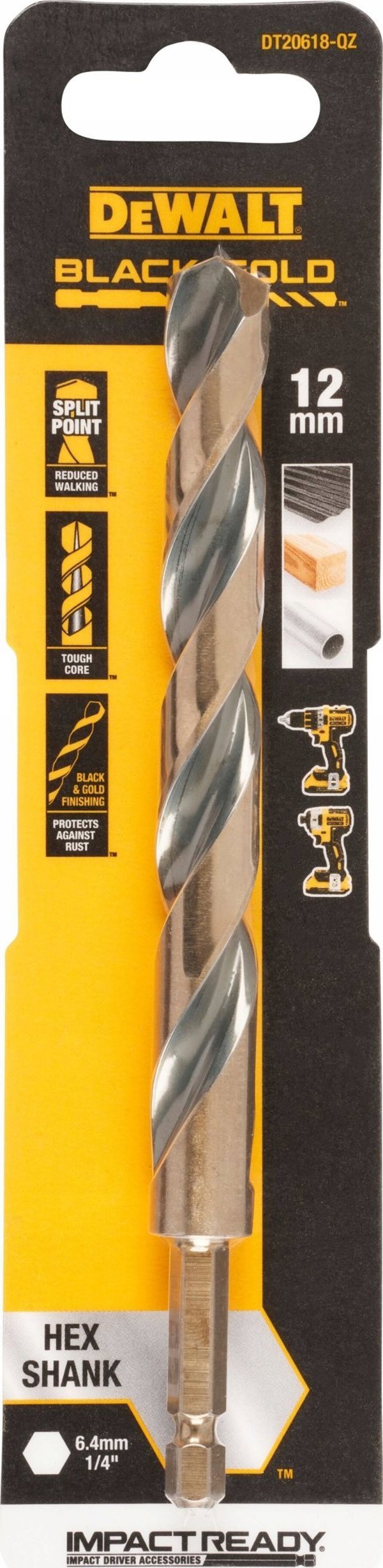 Τρυπάνι Dewalt 8,0mm μαύρο και χρυσό εξάγωνο 12940827 5054905301835