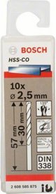 Τρυπάνι Bosch Bosch μεταλλικό τρυπάνι HSS-Co, DIN 338, 2.5mm (10 τεμάχια, μήκος εργασίας 30mm)