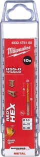 Τρυπάνι Milwaukee για μέταλλο MILWAUKEE Shockwave HSS-G TIN 5mm, 10 τεμ.