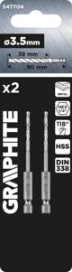 Graphite Τρυπάνι για Μέταλλο Hex 3.5mm, Σετ 2 Τεμαχίων