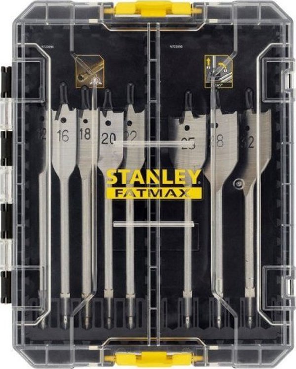 Stanley Σετ Επίπεδα Τρυπάνια Ξύλου 12-32mm, 8 Τεμάχια με Εξαγωνική Υποδοχή