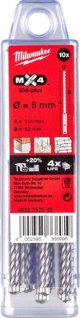 Τρυπάνι Milwaukee Drill bit SDS Plus MX4 6x115/50mm, (4 σκληρές πλάκες), Milwaukee (10PCS)
