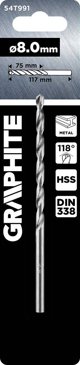 Graphite Τρυπάνι Μετάλλου HSS DIN 338, 8 mm