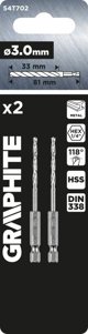 Graphite Τρυπάνι για Μέταλλο Hex 3.0mm, Σετ 2 Τεμαχίων