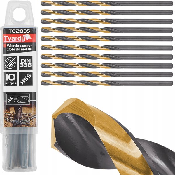 Tvardy Τρυπάνι Μετάλλου HSS Μαύρο-Χρυσό 3.50mm