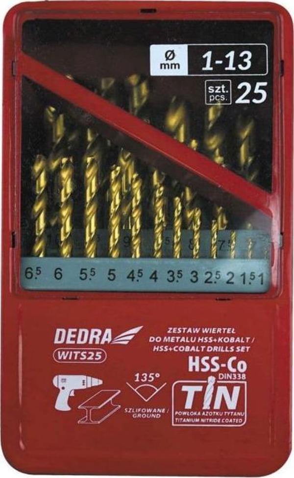 Σετ Τρυπάνια Μετάλλου Dedra WITS25 25 Τεμάχια με Επίστρωση Κοβαλτίου & Τιτανίου